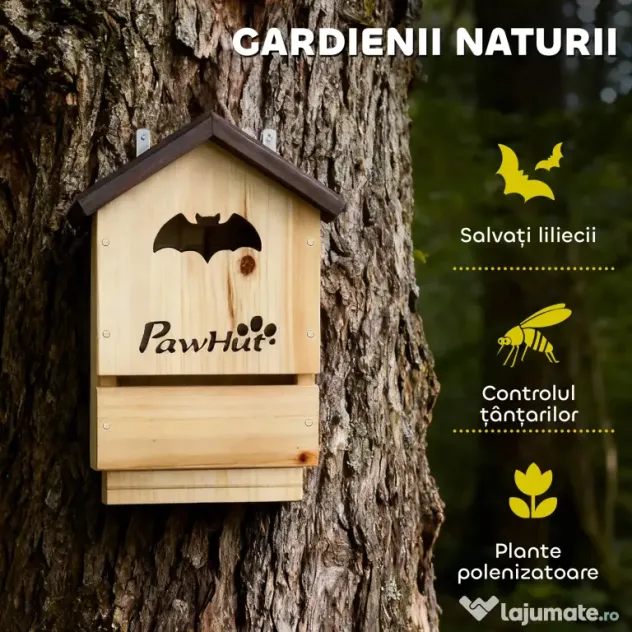 PawHut Set de 3 Căsuțe pentru Lilieci din Lemn de Brad, Adăpost pentru Lilieci pentru Grădină și Exterior, Ușor de Montat, 21.5x11.5x34 cm | Aosom Romania
