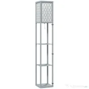 HOMCOM Lampadar Podea 2 în 1, 3 Rafturi, Economisire Spațiu, Soclu E27, 26x26x160 cm, Gri Deschis | Aosom Romania 