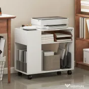 HOMCOM Dulap pentru Imprimantă cu Roți, Dulap Multifuncțional cu Compartimente Deschise, Raft și Spațiu de Depozitare, Noptieră pentru Living, Cameră sau Birou, 70x36x60 cm, Alb | Aosom Romania 