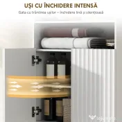 HOMCOM Dulap de Baie cu 2 Rafturi Deschise și Dulap, Dulap Compact cu Uși Amortizate, Raft Reglabil, pentru Bucătărie Living, 60x31.8x93 cm, Alb | Aosom Romania 