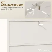 HOMCOM Dulap de Baie cu 2 Rafturi Deschise și Dulap, Dulap Compact cu Uși Amortizate, Raft Reglabil, pentru Bucătărie Living, 60x31.8x93 cm, Alb | Aosom Romania 