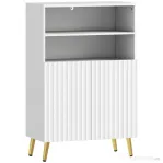 HOMCOM Dulap de baie modern cu 2 rafturi deschise și dulap cu uși amortizate, 60x31,8x93 cm, alb
