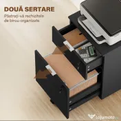 HOMCOM Dulap pentru Documente cu 2 Sertare, Încuietoare și Roți cu Frână, pentru dosare A4 și Letter, Negru | Aosom Romania 