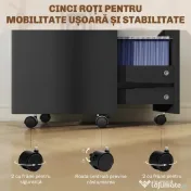 HOMCOM Dulap pentru Documente cu 2 Sertare, Încuietoare și Roți cu Frână, pentru dosare A4 și Letter, Negru | Aosom Romania 