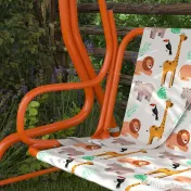 AIYAPLAY Leagăn pentru Copii cu 2 Locuri, Acoperiș Reglabil și Curele de Siguranță, Leagăn pentru Grădină și Interior din Oțel și Material Oxford, Max 60 kg, 112x75x120 cm, Portocaliu | Aosom Romania 