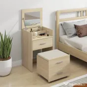 HOMCOM Masă de Toaletă cu Oglindă Rabatabilă, Natural | Aosom Romania 
