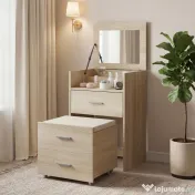 HOMCOM Masă de Toaletă cu Oglindă Rabatabilă, Natural | Aosom Romania 