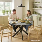 HOMCOM Masă Pliabilă 2-6 Persoane, Blaturi Rabatabile, Structură din Oțel Dublu X, Gri Ciment | Aosom Romania 