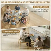 HOMCOM Masă Pliabilă 2-6 Persoane, Blaturi Rabatabile, Structură din Oțel Dublu X, Gri Ciment | Aosom Romania 
