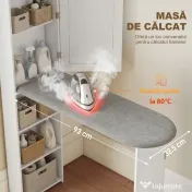 HOMCOM Dulap cu Masă de Călcat Pliabilă Economisitor de Spațiu cu Oglindă, Dulap Multifuncțional cu 6 Compartimente, 2 Cârlige, pentru Spălătorie Baie, 107x35x174 cm, Alb | Aosom Romania 