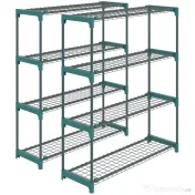Outsunny Raft pentru Plante pe 4 Niveluri, Set de 2 Suporturi pentru Plante, din Oțel cu Catarame pentru Montaj Ușor, Expunere Ghivece Grădină și Balcon, 90x28x104 cm | Aosom Romania 