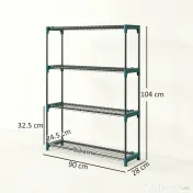 Outsunny Raft pentru Plante pe 4 Niveluri, Set de 2 Suporturi pentru Plante, din Oțel cu Catarame pentru Montaj Ușor, Expunere Ghivece Grădină și Balcon, 90x28x104 cm | Aosom Romania 