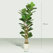 HOMCOM Plantă Artificială Ficus Lyrata 150 cm - Verde | Aosom Romania 