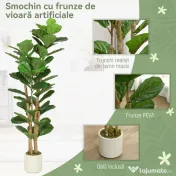 HOMCOM Plantă Artificială Ficus Lyrata 150 cm - Verde | Aosom Romania 
