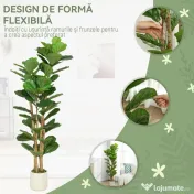 HOMCOM Plantă Artificială Ficus Lyrata 150 cm - Verde | Aosom Romania 
