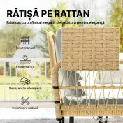 Outsunny Set Mobilier Grădină din Ratan, 4 Piese în Formă de L, cu 2 Canapele, Colțar, Măsuță de Cafea și Perne, Cadru din Oțel, pentru Balcon sau Terasă, Natural/Crem | Aosom Romania 