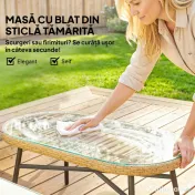 Outsunny Set Mobilier Grădină din Ratan, 4 Piese în Formă de L, cu 2 Canapele, Colțar, Măsuță de Cafea și Perne, Cadru din Oțel, pentru Balcon sau Terasă, Natural/Crem | Aosom Romania 