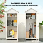 Outsunny Căsuță de Grădină din Lemn, Depozit cu Rafturi Reglabile și Acoperiș Zincat | Aosom Romania 
