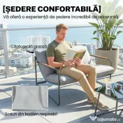 Set de Grădină Outsunny cu Canapea, 2 Fotolii și Măsuță cu Blat din Sticlă, Mobilier de Exterior cu Perne Groase, Gri Deschis | Aosom Romania