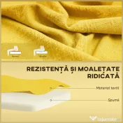 HOMCOM Canapea cu 2 Locuri din Țesătură, Fără Brațe, Canapea de Sufragerie cu Picioare din Lemn, 117x56,5x77 cm, Galben | Aosom Romania