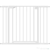 PawHut Poartă de Siguranță pentru Copii și Animale, Extensibilă 96-103 cm, Înălțime 76 cm, Poartă pentru Câini, Scări și Uși, Închidere Automată, Montaj prin Presiune, Deschidere în Ambele Direcții, Alb | Aosom Romania