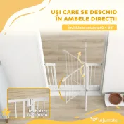 PawHut Poartă de Siguranță pentru Copii și Animale, Extensibilă 96-103 cm, Înălțime 76 cm, Poartă pentru Câini, Scări și Uși, Închidere Automată, Montaj prin Presiune, Deschidere în Ambele Direcții, Alb | Aosom Romania 