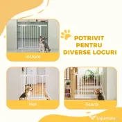 PawHut Poartă de Siguranță pentru Copii și Animale, Extensibilă 96-103 cm, Înălțime 76 cm, Poartă pentru Câini, Scări și Uși, Închidere Automată, Montaj prin Presiune, Deschidere în Ambele Direcții, Alb | Aosom Romania 