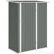 Outsunny Depozit de Grădină 1.07m² din Oțel Zincat, Depozit pentru Unelte cu Ușă Blocabilă și Acoperiș Înclinat, 142x86x189 cm, Gri Deschis | Aosom Romania 