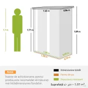 Outsunny Depozit de Grădină 1.07m² din Oțel Zincat, Depozit pentru Unelte cu Ușă Blocabilă și Acoperiș Înclinat, 142x86x189 cm, Gri Deschis | Aosom Romania 