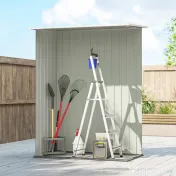 Outsunny Depozit de Grădină 1.07m² din Oțel Zincat, Depozit pentru Unelte cu Ușă Blocabilă și Acoperiș Înclinat, 142x86x189 cm, Gri Deschis | Aosom Romania 