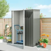 Outsunny Depozit de Grădină 1.07m² din Oțel Zincat, Depozit pentru Unelte cu Ușă Blocabilă și Acoperiș Înclinat, 142x86x189 cm, Gri Deschis | Aosom Romania 