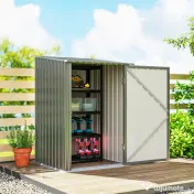 Outsunny Căsuță de Grădină 0,92m² din Oțel Galvanizat, Căsuță pentru Unelte cu Ușă Blocabilă și Acoperiș Înclinat, 100x104x160 cm, Argintiu Gri | Aosom Romania 