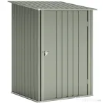 Outsunny Căsuță pentru Grădină 0,92m² din Oțel Galvanizat, Depozit pentru Unelte cu Ușă Blocabilă, Acoperiș Înclinat, 100x104x160 cm, Argintiu