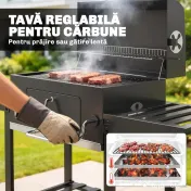 Outsunny grătar pe cărbune, grilă reglabilă, rafturi rabatabile, termometru. | Aosom Romania