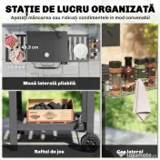 Outsunny grătar pe cărbune, grilă reglabilă, rafturi rabatabile, termometru. | Aosom Romania