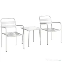 Outsunny Set Bistrò 3 Piese din Oțel Galvanizat, Set de Grădină cu 2 Scaune și Masă din Sticlă Temperată, Mobilier Exterior pentru Terasă, Balcon, Alb | Aosom Romania