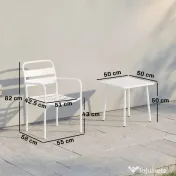 Outsunny Set Bistrò 3 Piese din Oțel Galvanizat, Set de Grădină cu 2 Scaune și Masă din Sticlă Temperată, Mobilier Exterior pentru Terasă, Balcon, Alb | Aosom Romania
