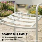 Outsunny Set Bistrò 3 Piese din Oțel Galvanizat, Set de Grădină cu 2 Scaune și Masă din Sticlă Temperată, Mobilier Exterior pentru Terasă, Balcon, Alb | Aosom Romania