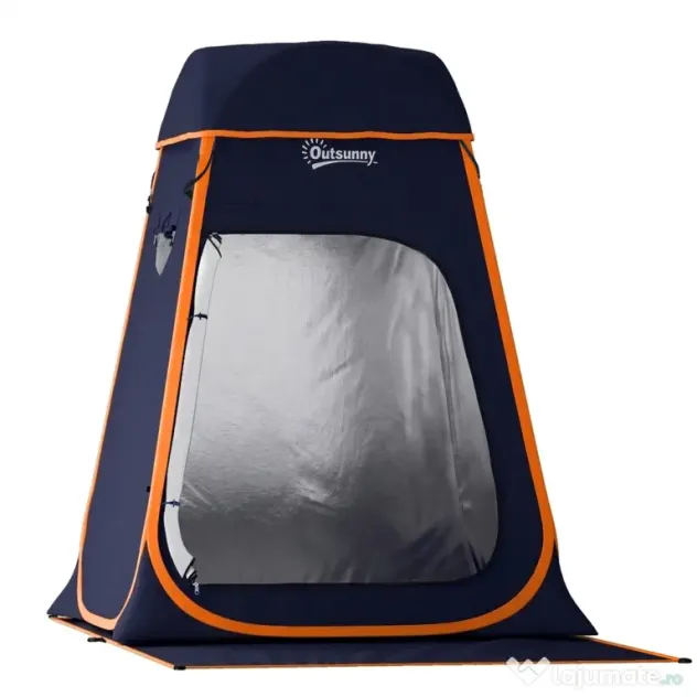 Outsunny Cort de Duș Pop-Up Impermeabil cu Acoperiș Detașabil, din Poliester 190T și Oțel, 152x152x200 cm, Albastru Închis | Aosom Romania