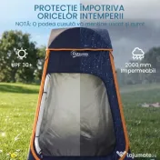 Outsunny Cort de Duș Pop-Up Impermeabil cu Acoperiș Detașabil, din Poliester 190T și Oțel, 152x152x200 cm, Albastru Închis | Aosom Romania 