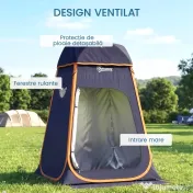 Outsunny Cort de Duș Pop-Up Impermeabil cu Acoperiș Detașabil, din Poliester 190T și Oțel, 152x152x200 cm, Albastru Închis | Aosom Romania 