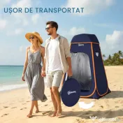Outsunny Cort de Duș Pop-Up Impermeabil cu Acoperiș Detașabil, din Poliester 190T și Oțel, 152x152x200 cm, Albastru Închis | Aosom Romania 