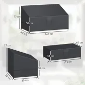 Outsunny Huse pentru Mobilier de Grădină 4 Piese, Impermeabile, Negru 