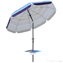 Outsunny Umbrelă de Plajă cu Măsuță și Suport pentru Pahare, din Metal și Poliester, Ø198x214 cm, Multicolor | Aosom Romania