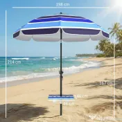 Outsunny Umbrelă de Plajă cu Măsuță și Suport pentru Pahare, din Metal și Poliester, Ø198x214 cm, Multicolor | Aosom Romania
