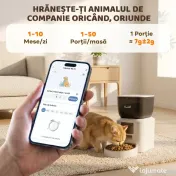 PawHut Distribuitor Automat de Hrană pentru Pisici și Câini 4L, WiFi 2,4G, Control din Aplicație cu Cameră, Bol, Alb | Aosom Romania