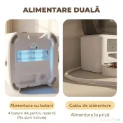 PawHut Distribuitor Automat de Hrană pentru Pisici și Câini 4L, WiFi 2,4G, Control din Aplicație cu Cameră, Bol, Alb | Aosom Romania