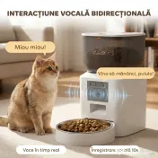 PawHut Distribuitor Automat de Hrană pentru Pisici și Câini 4L, WiFi 2,4G, Control din Aplicație cu Cameră, Bol, Alb | Aosom Romania