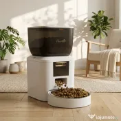 PawHut Distribuitor Automat de Hrană pentru Pisici și Câini 4L, WiFi 2,4G, Control din Aplicație cu Cameră, Bol, Alb | Aosom Romania