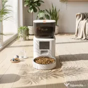 PawHut Distribuitor Automat de Hrană pentru Pisici și Câini 4L, WiFi 2,4G, Control din Aplicație cu Cameră, Bol, Alb | Aosom Romania